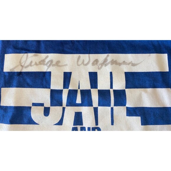 Vintage Jerzees XL "Jail And Bail" T-Shirt Signed Judge Wapner American Cancer S - Picture 2 of 6